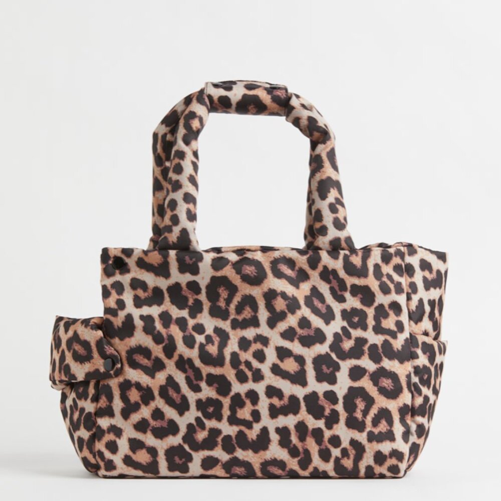 H&M Leopard Print Pet Travel Tote in Beige and Black